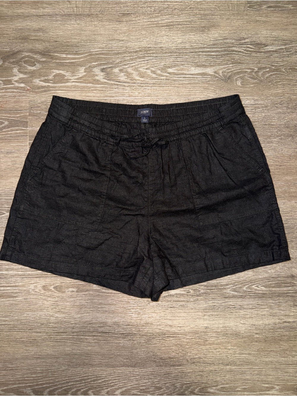 J. Crew Black Elastic Waist Linen-Blend Women's Shorts